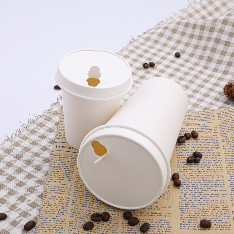 Compostable disposable paper cups with lids