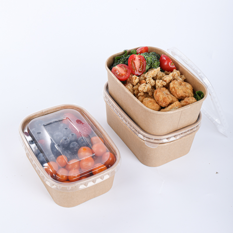 Brown paper food containers with lids